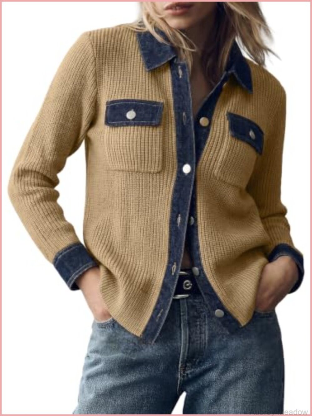 Waffle Knit Button Down Cardigan Oversized V Neck Long Sleeve Fall Layer